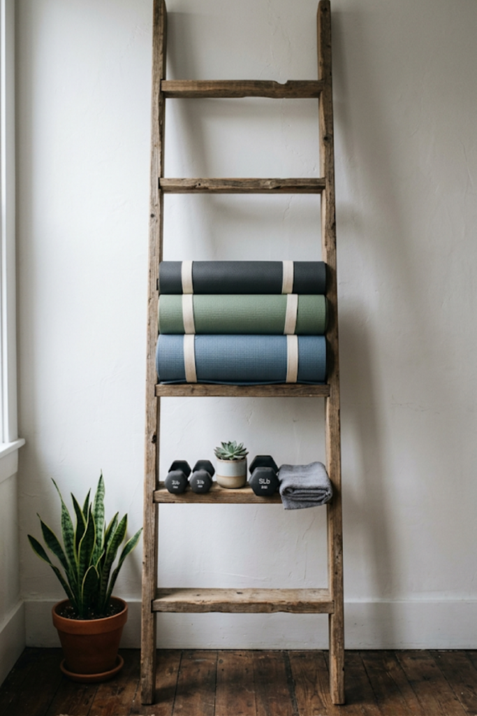 Reclaimed Wood Ladder Shelving