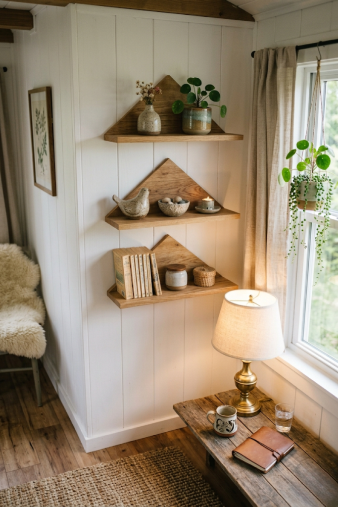 Corner-Mounted Corner Shelving