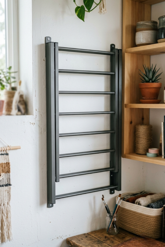 Fold down storage racks