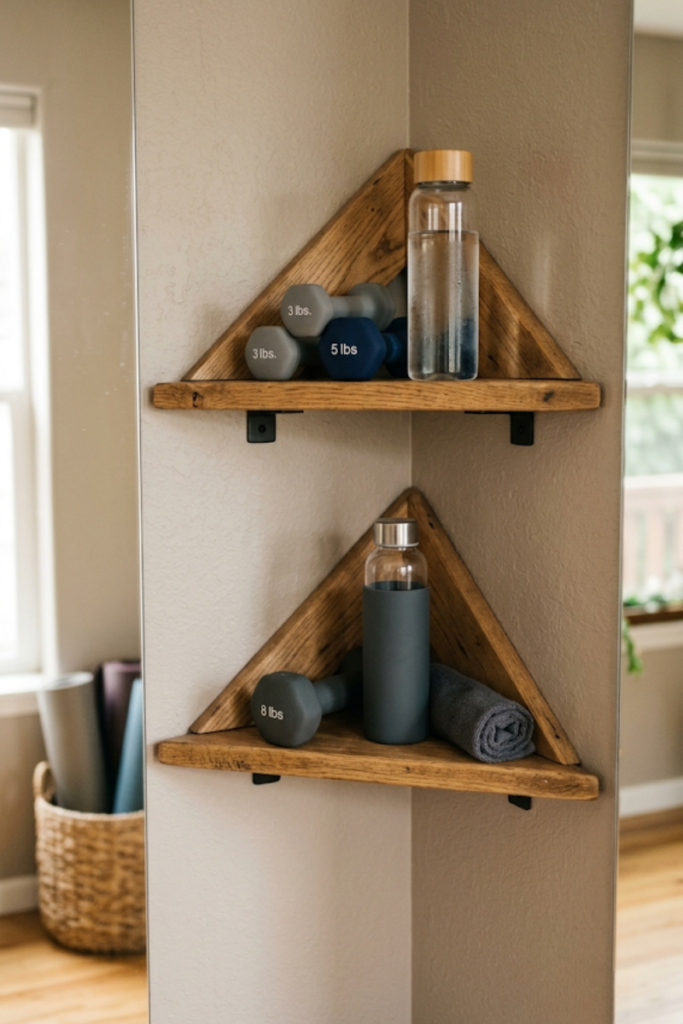 Corner Mounted Triangle Shelves