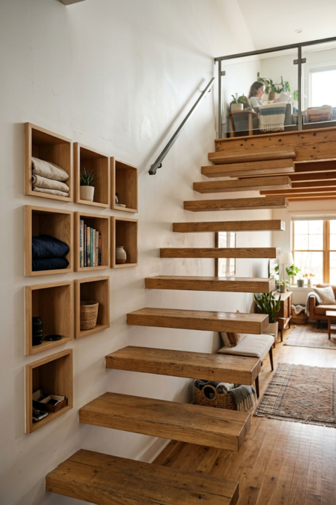 Floating Stairs With Hidden Cubbies