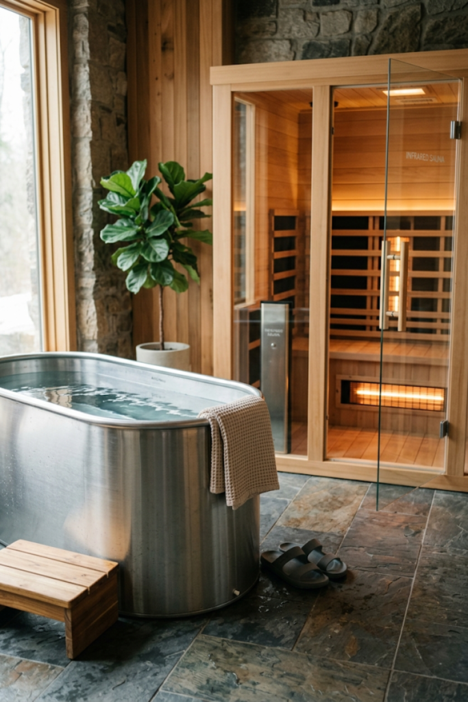 Integrated Cold Plunge and Infrared Sauna Suite