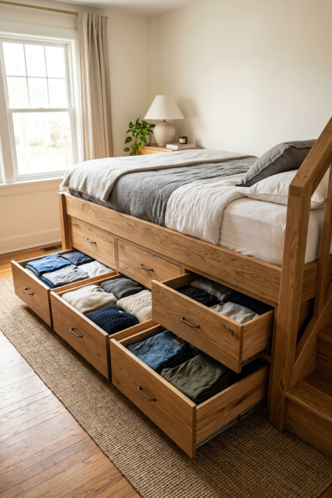 Integrated Bed Platform Drawers