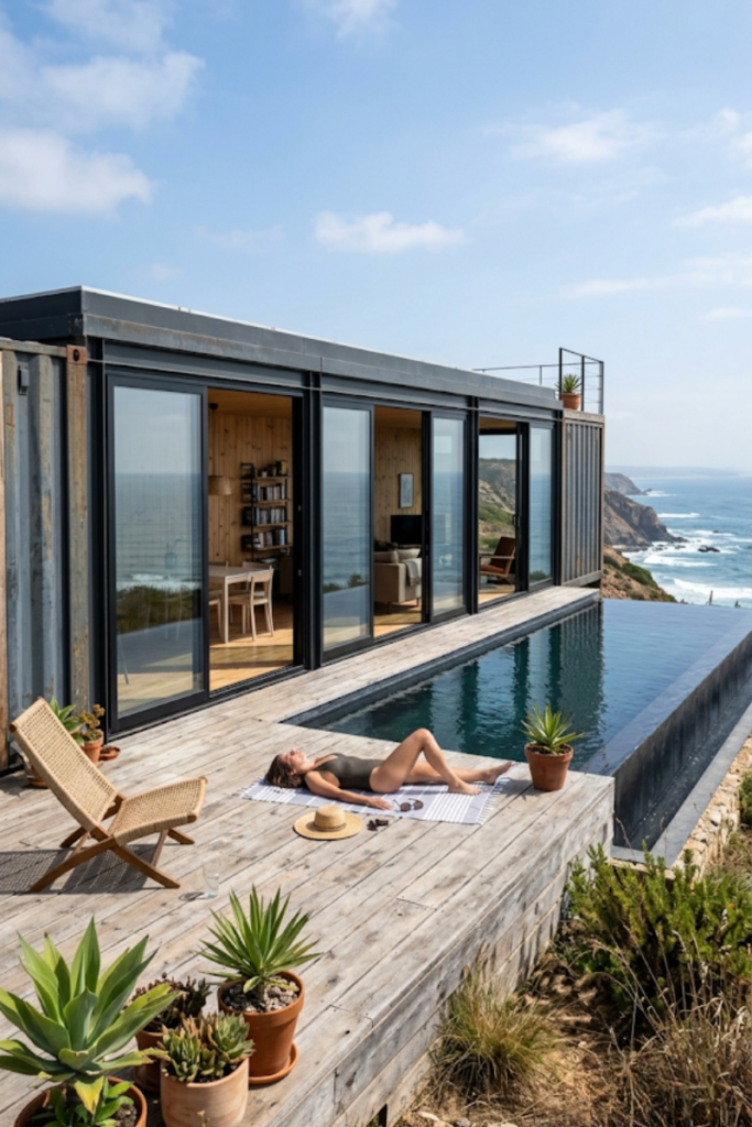 Luxury Poolside Pavilion with Massive Sliding Glass Doors